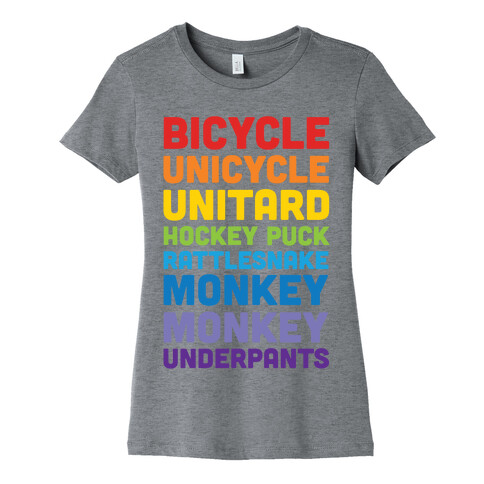 Bicycle Unicycle Unitard Hockey Puck Rattlesnake Monkey Monkey Underpants Womens T-Shirt