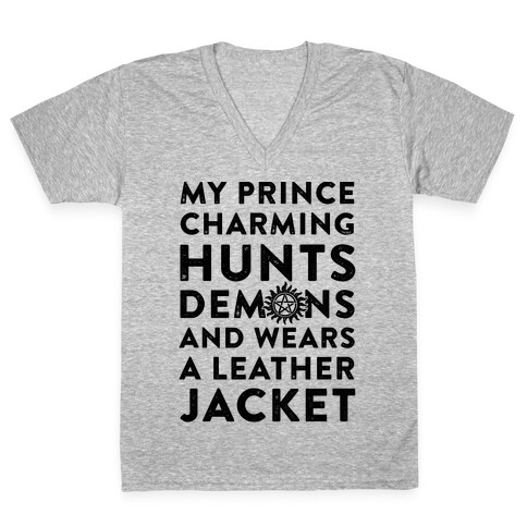 My Prince Charming Hunts Demons V-Neck Tee Shirt