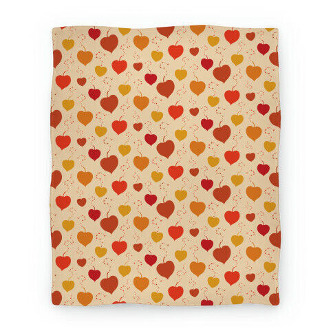 Falling Heart Shaped Autumn Leaves Pattern Blanket