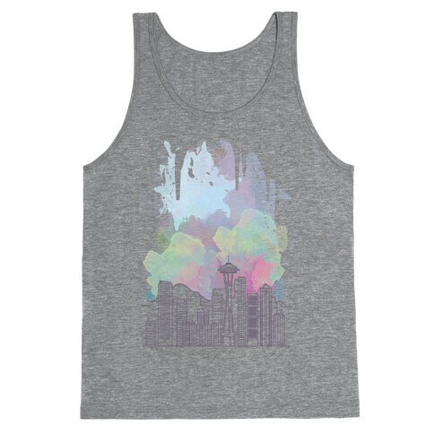 Seattle Graphic Watercolor Cityscape Tank Top