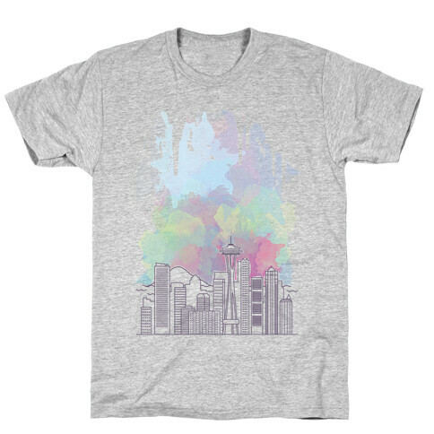 Seattle Graphic Watercolor Cityscape T-Shirt