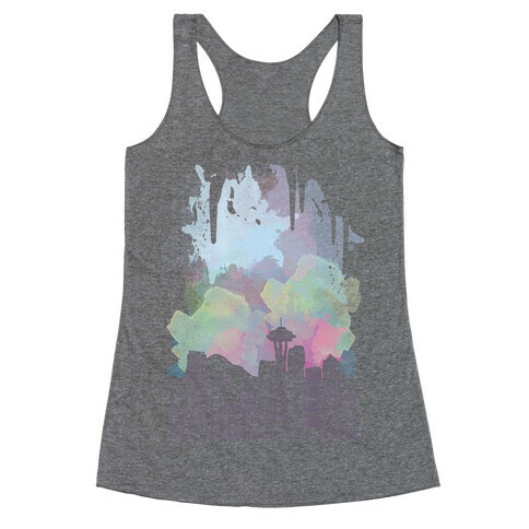 Seattle Graphic Watercolor Cityscape Racerback Tank Top