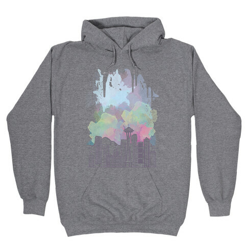 Seattle Graphic Watercolor Cityscape Hooded Sweatshirt