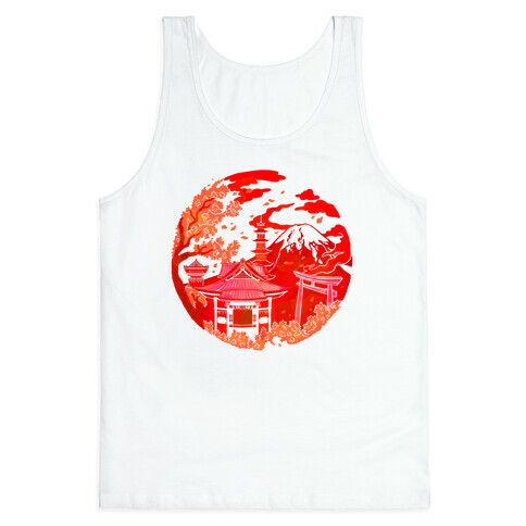 Japan's Mount Fuji and Shinto Shrines Inside the Rising Sun Tank Top