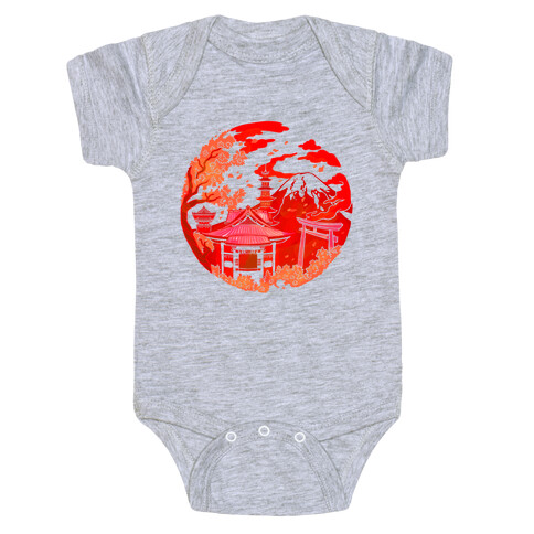 Japan's Mount Fuji and Shinto Shrines Inside the Rising Sun Baby One-Piece