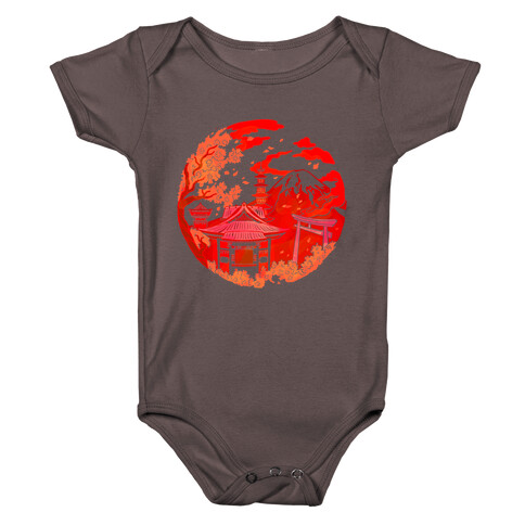 Japan's Mount Fuji and Shinto Shrines Inside the Rising Sun Baby One-Piece