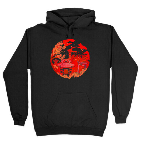 Japan's Mount Fuji and Shinto Shrines Inside the Rising Sun Hooded Sweatshirt