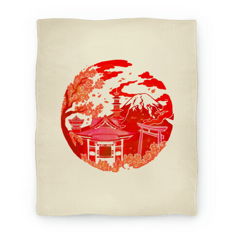 Japan's Mount Fuji and Shinto Shrines Inside the Rising Sun Blanket