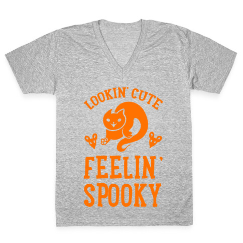 Lookin' Cute. Feeling Spooky. V-Neck Tee Shirt