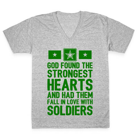 God Found The Strongest Hearts (Army) V-Neck Tee Shirt