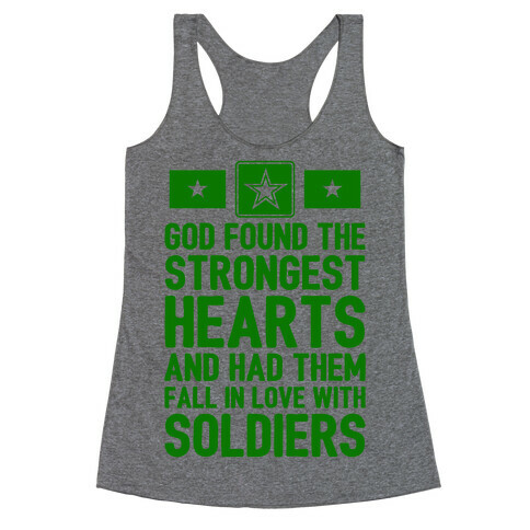 God Found The Strongest Hearts (Army) Racerback Tank Top