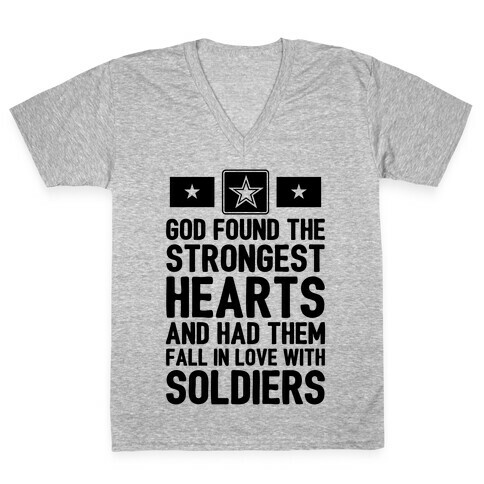 God Found The Strongest Hearts (Army) V-Neck Tee Shirt