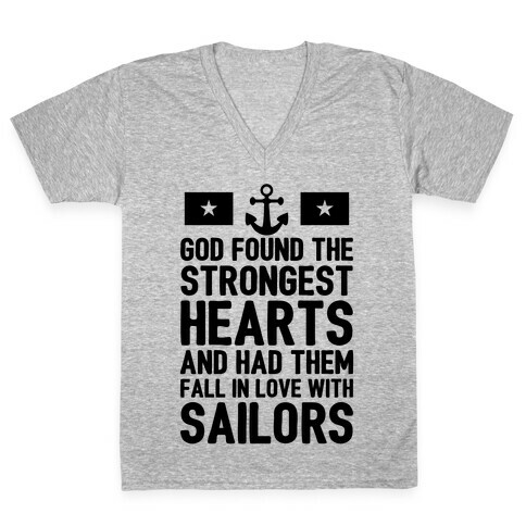 God Found The Strongest Hearts (Navy) V-Neck Tee Shirt