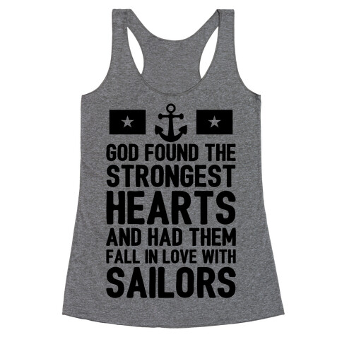 God Found The Strongest Hearts (Navy) Racerback Tank Top