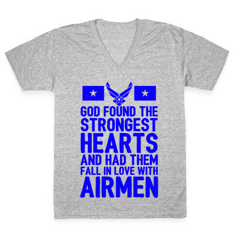 God Found The Strongest Hearts (Air Force) V-Neck Tee Shirt