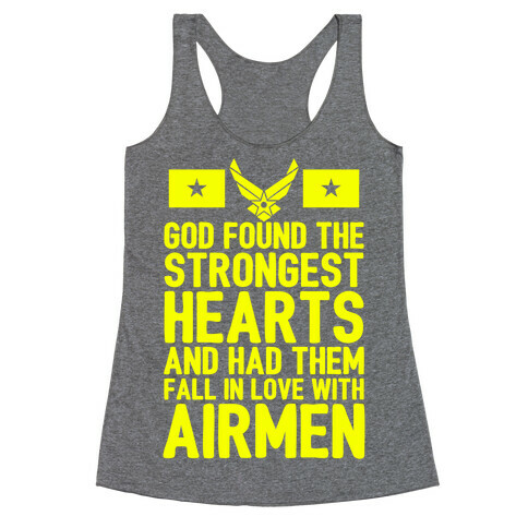 God Found The Strongest Hearts (Air Force) Racerback Tank Top