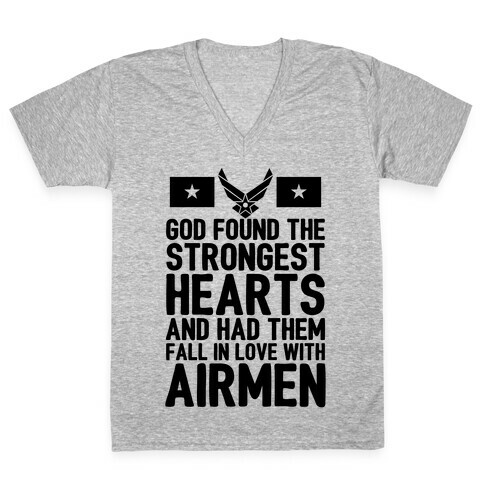 God Found The Strongest Hearts (Air Force) V-Neck Tee Shirt