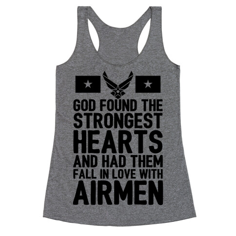 God Found The Strongest Hearts (Air Force) Racerback Tank Top