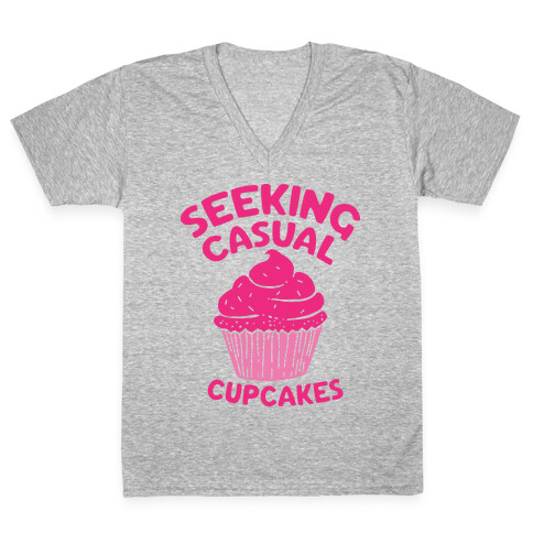 Seeking Casual Cupcakes V-Neck Tee Shirt