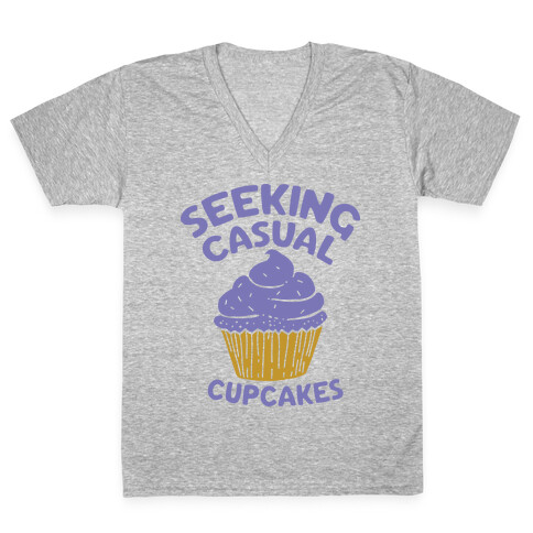 Seeking Casual Cupcakes V-Neck Tee Shirt