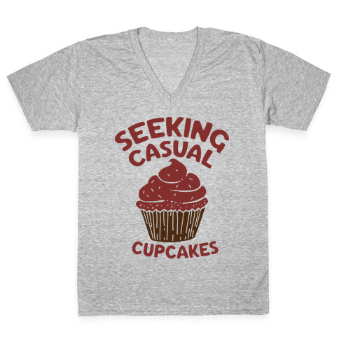 Seeking Casual Cupcakes V-Neck Tee Shirt