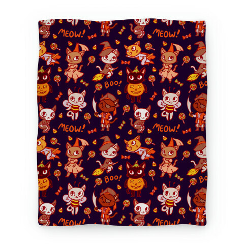 Spooky Cute Cats in Halloween Costumes Blanket