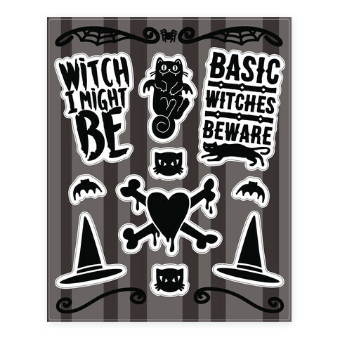 Witchy Halloween  Stickers and Decal Sheet