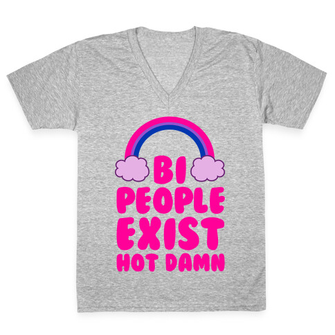 Bi People Exist, Hot Damn V-Neck Tee Shirt
