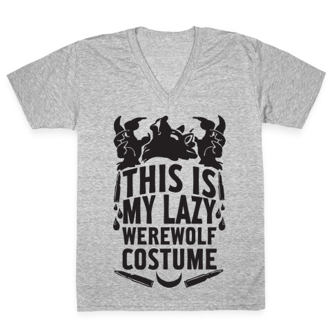This Is My Lazy Werewolf Costume V-Neck Tee Shirt