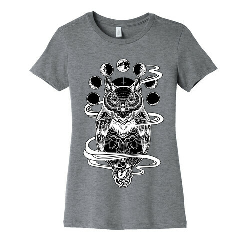 Witch's Owl Under the Phases of the Moon Womens T-Shirt