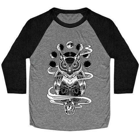 Witch's Owl Under the Phases of the Moon Baseball Tee