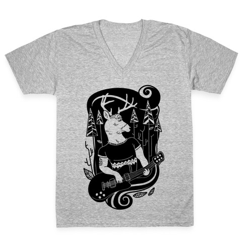 Rock and Roll Buck V-Neck Tee Shirt