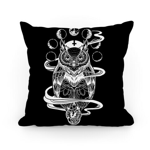 Witch's Owl Under the Phases of the Moon Pillow