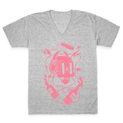 Party Skull V-Neck Tee Shirt