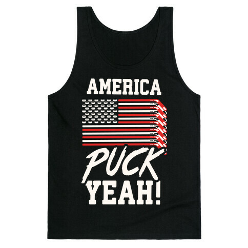 America Puck Yeah Hockey Flag Tank Top