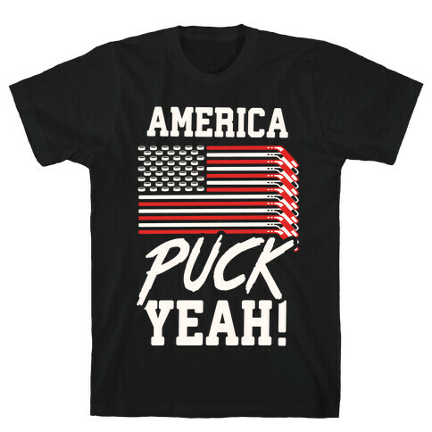America Puck Yeah Hockey Flag T-Shirt