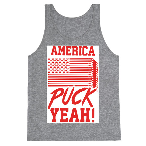 America Puck Yeah Hockey Flag Tank Top