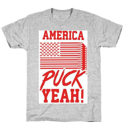 America Puck Yeah Hockey Flag T-Shirt