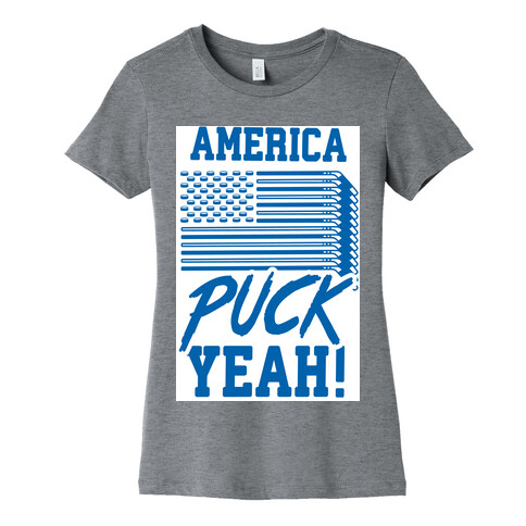 America Puck Yeah Hockey Flag Womens T-Shirt