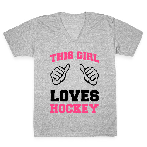 This Girl Loves Hockey V-Neck Tee Shirt