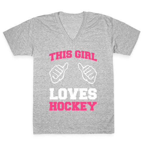 This Girl Loves Hockey V-Neck Tee Shirt