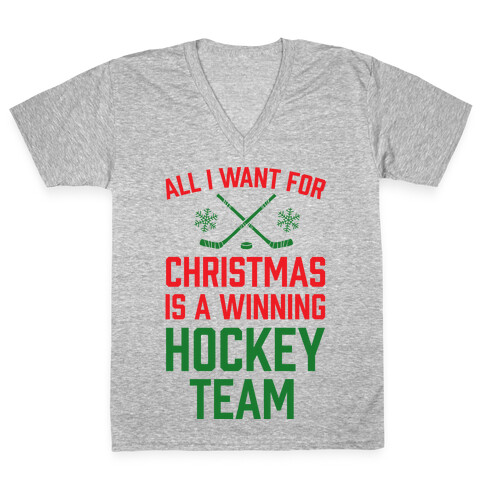 All I Want For Christmas A Winning Hockey Team V-Neck Tee Shirt