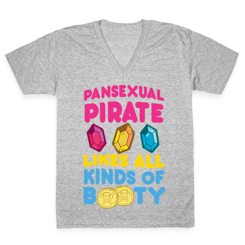 Pansexual Pirate Likes All Kinds Of Booty V-Neck Tee Shirt