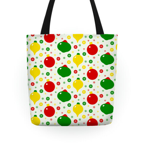 Christmas Ornament and Snowflake Pattern Tote