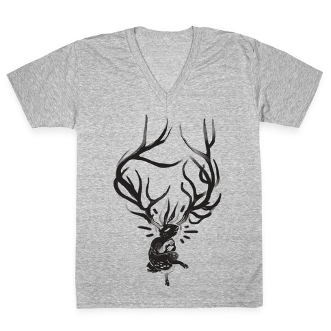 A Jackalope's Lullaby V-Neck Tee Shirt