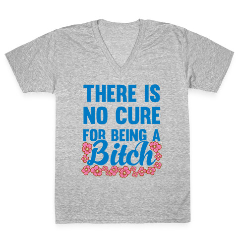 There Is No Cure For Being A Bitch V-Neck Tee Shirt