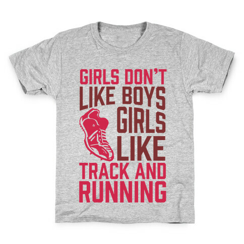 Girls Don't Like Boys Girls Like Track And Running Kids T-Shirt