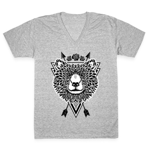 Indie Warrior Bear V-Neck Tee Shirt