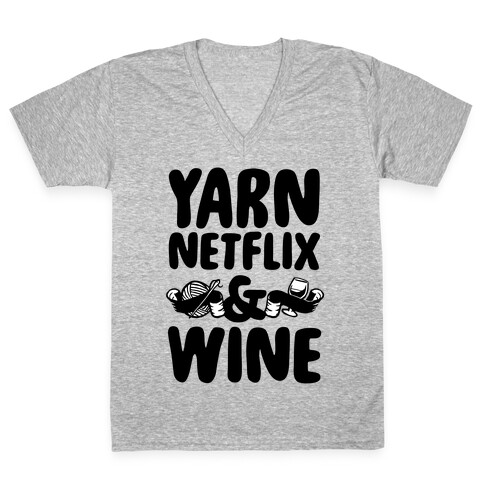 Yarn Netflix & Wine V-Neck Tee Shirt