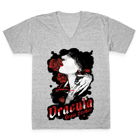Dracula Book Cover V-Neck Tee Shirt